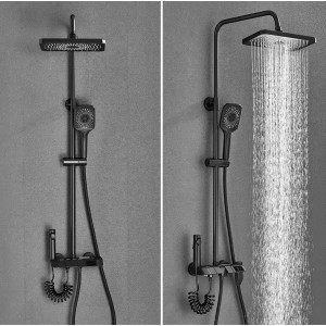 NARON Στήλη Ντουζ Με Μπαταρία Ψηφιακής Οθόνης Και Πλήκτρα Πιάνο NR4022 BLACK MAT