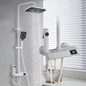 NARON Στήλη Ντουζ Με Μπαταρία Ψηφιακής Οθόνης Και Πλήκτρα Πιάνο NR4022 WHITE