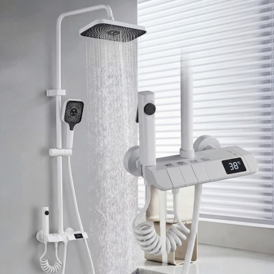 NARON Στήλη Ντουζ Με Μπαταρία Ψηφιακής Οθόνης Και Πλήκτρα Πιάνο NR4022 WHITE