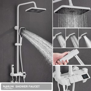 NARON Στήλη Ντουζ Με Μπαταρία Ψηφιακής Οθόνης Και Πλήκτρα Πιάνο NR4022 WHITE