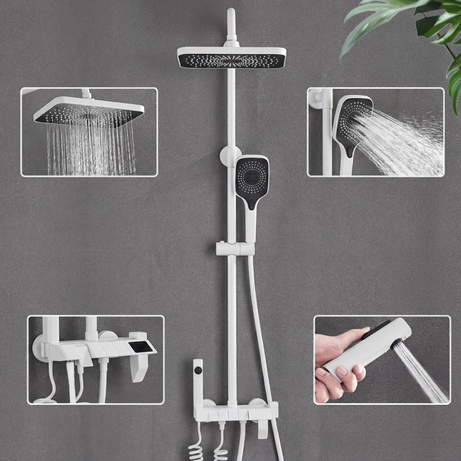 NARON Στήλη Ντουζ Με Μπαταρία Ψηφιακής Οθόνης Και Πλήκτρα Πιάνο NR4022 WHITE