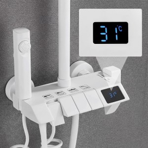 NARON Στήλη Ντουζ Με Μπαταρία Ψηφιακής Οθόνης Και Πλήκτρα Πιάνο NR4022 WHITE