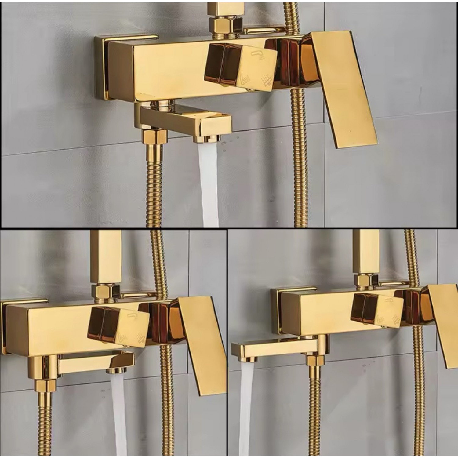 NARON Στήλη Ντουζ 3 Εξόδων Με  Περιστρεφόμενο Ρουξούνι NR-7070PG POLISHED GOLD