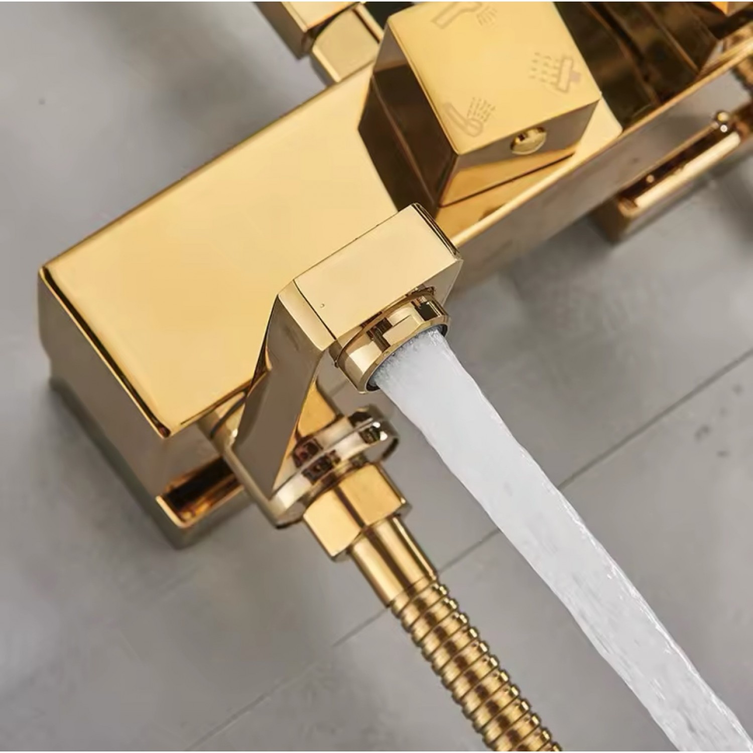 NARON Στήλη Ντουζ 3 Εξόδων Με  Περιστρεφόμενο Ρουξούνι NR-7070PG POLISHED GOLD