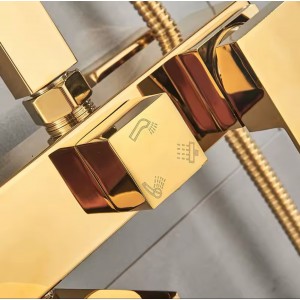 NARON Στήλη Ντουζ 3 Εξόδων Με  Περιστρεφόμενο Ρουξούνι NR-7070PG POLISHED GOLD