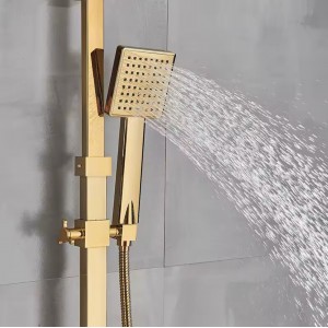 NARON Στήλη Ντουζ 3 Εξόδων Με  Περιστρεφόμενο Ρουξούνι NR-7070PG POLISHED GOLD