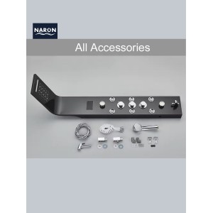 NARON Στήλη Ντουζ Υδρομασάζ Led Φωτισμό Και Ψηφιακή Οθόνη NR6220 BLACK