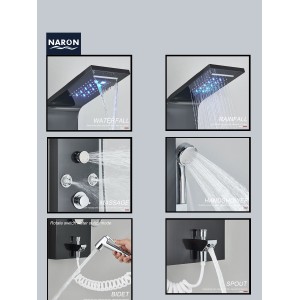 NARON Στήλη Ντουζ Υδρομασάζ Led Φωτισμό Και Ψηφιακή Οθόνη NR6220 BLACK