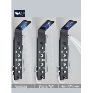 NARON Στήλη Ντουζ Υδρομασάζ Led Φωτισμό Και Ψηφιακή Οθόνη NR6220 BLACK