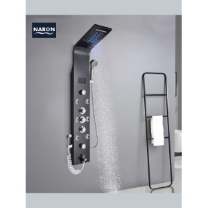 NARON Στήλη Ντουζ Υδρομασάζ Led Φωτισμό Και Ψηφιακή Οθόνη NR6220 BLACK