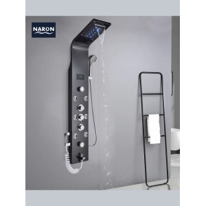 NARON Στήλη Ντουζ Υδρομασάζ Led Φωτισμό Και Ψηφιακή Οθόνη NR6220 BLACK