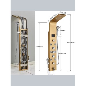 NARON Στήλη Ντουζ Υδρομασάζ Led Φωτισμό Και Ψηφιακή Οθόνη NR6220 BRUSHED GOLD