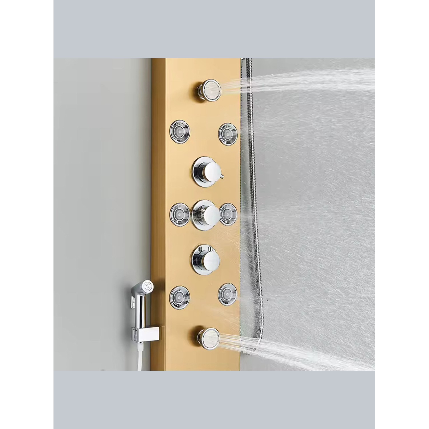 NARON Στήλη Ντουζ Υδρομασάζ Led Φωτισμό Και Ψηφιακή Οθόνη NR6220 BRUSHED GOLD