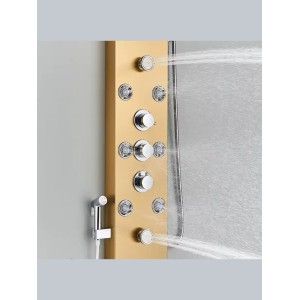 NARON Στήλη Ντουζ Υδρομασάζ Led Φωτισμό Και Ψηφιακή Οθόνη NR6220 BRUSHED GOLD