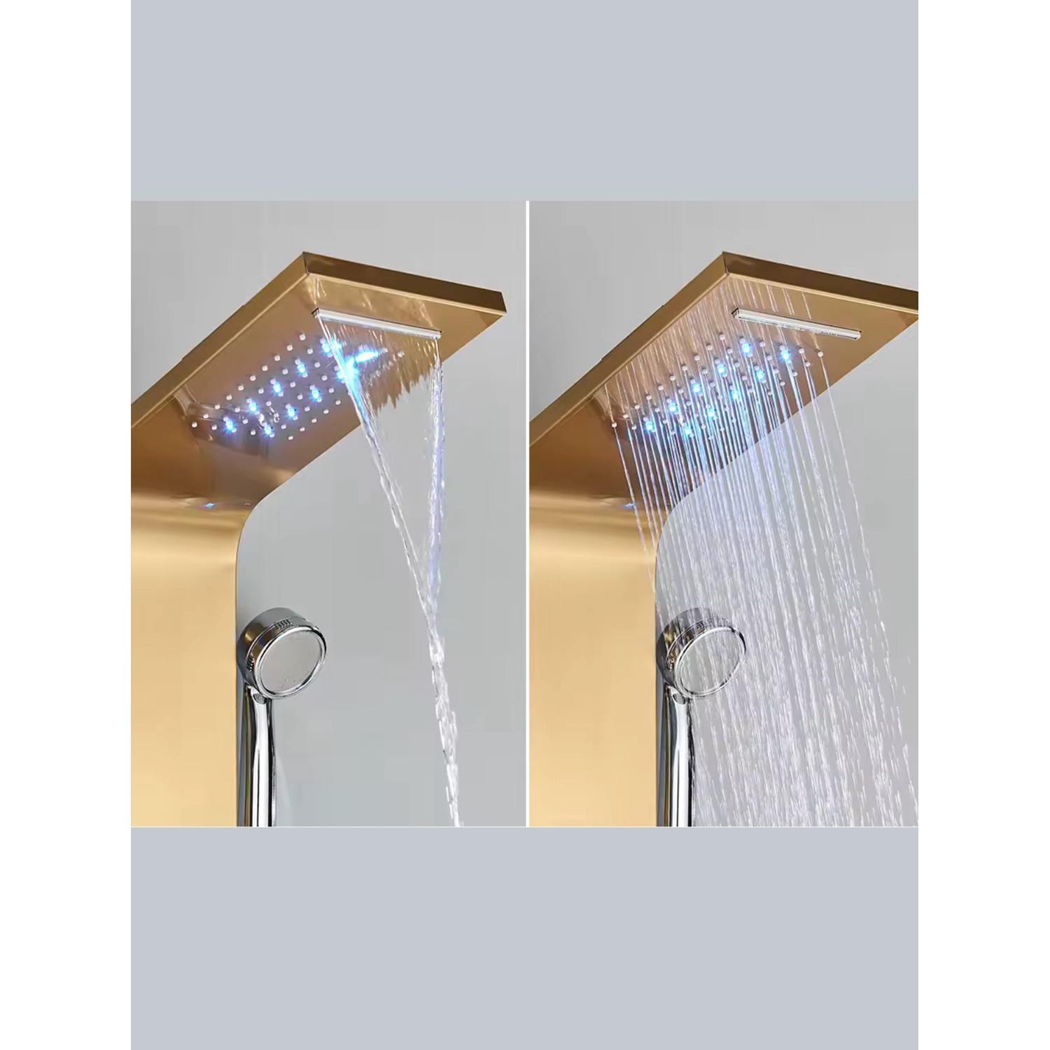 NARON Στήλη Ντουζ Υδρομασάζ Led Φωτισμό Και Ψηφιακή Οθόνη NR6220 BRUSHED GOLD