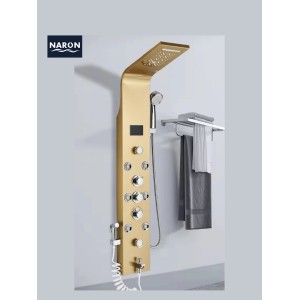 NARON Στήλη Ντουζ Υδρομασάζ Led Φωτισμό Και Ψηφιακή Οθόνη NR6220 BRUSHED GOLD