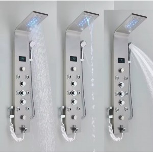 NARON Στήλη Ντουζ Υδρομασάζ Led Φωτισμό Και Ψηφιακή Οθόνη NR6220 MAT NICKEL