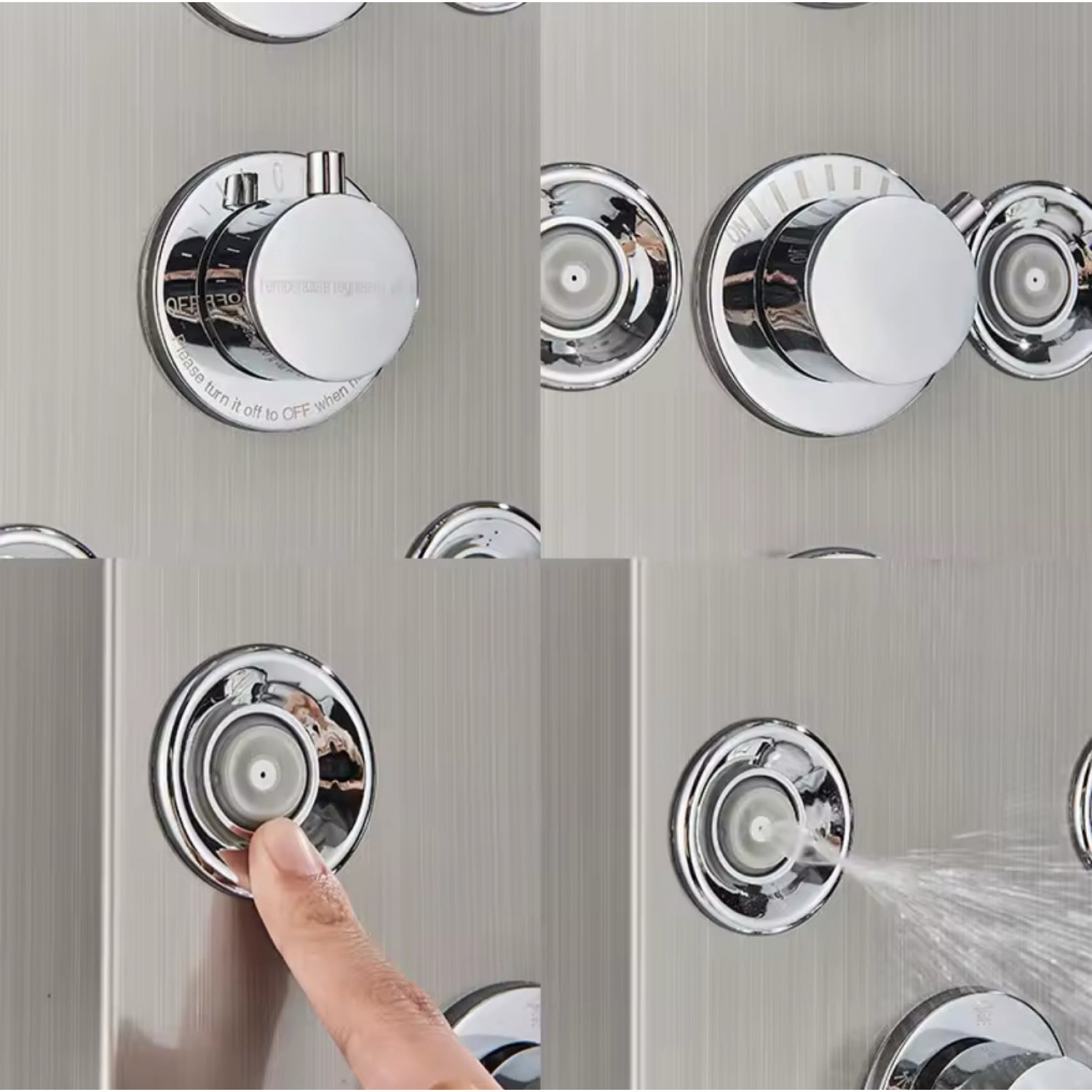 NARON Στήλη Ντουζ Υδρομασάζ Led Φωτισμό Και Ψηφιακή Οθόνη NR6220 MAT NICKEL