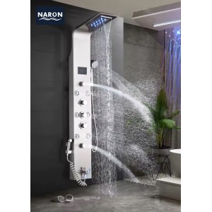NARON Στήλη Ντουζ Υδρομασάζ Led Φωτισμό Και Ψηφιακή Οθόνη NR6220 MAT NICKEL
