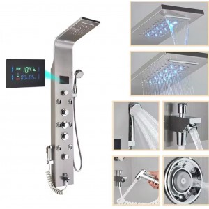 NARON Στήλη Ντουζ Υδρομασάζ Led Φωτισμό Και Ψηφιακή Οθόνη NR6220 MAT NICKEL