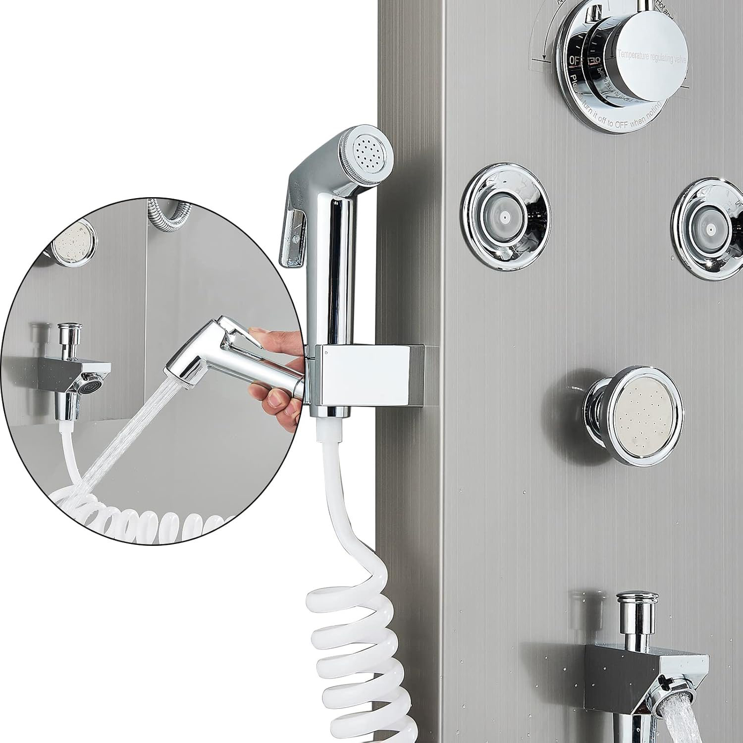 NARON Στήλη Ντουζ Υδρομασάζ Led Φωτισμό Και Ψηφιακή Οθόνη NR6220 MAT NICKEL