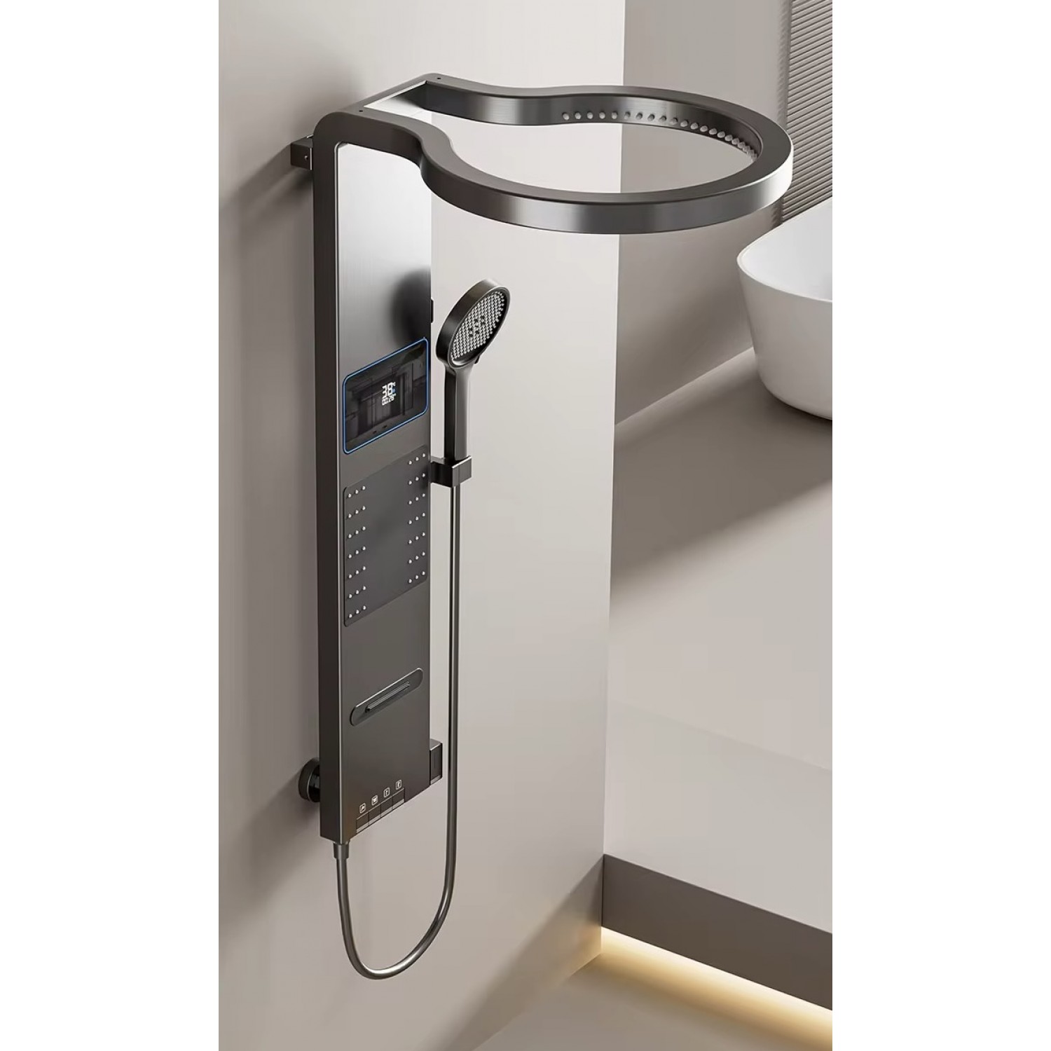 NARON Στήλη Ντους Καταρράκτη Υδρομασάζ Με Ψηφιακή Οθόνη NR6230 Gun Metal