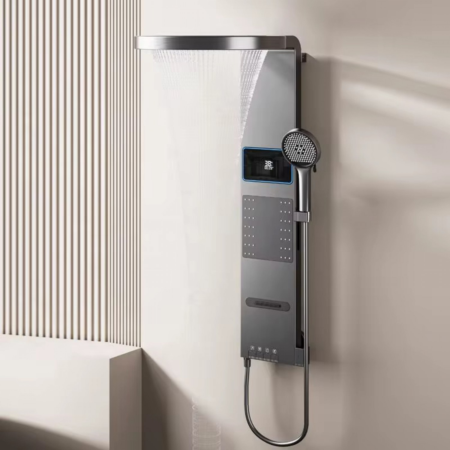 NARON Στήλη Ντους Καταρράκτη Υδρομασάζ Με Ψηφιακή Οθόνη NR6230 Gun Metal