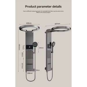 NARON Στήλη Ντους Καταρράκτη Υδρομασάζ Με Ψηφιακή Οθόνη NR6230 Gun Metal