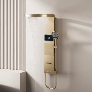 NARON Στήλη Ντους Καταρράκτη Υδρομασάζ Με Ψηφιακή Οθόνη NR6230 Brushed Gold