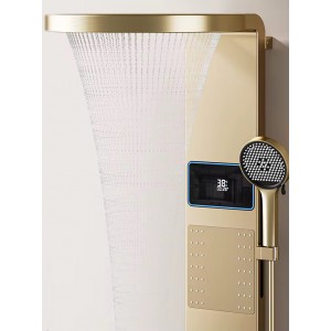 NARON Στήλη Ντους Καταρράκτη Υδρομασάζ Με Ψηφιακή Οθόνη NR6230 Brushed Gold