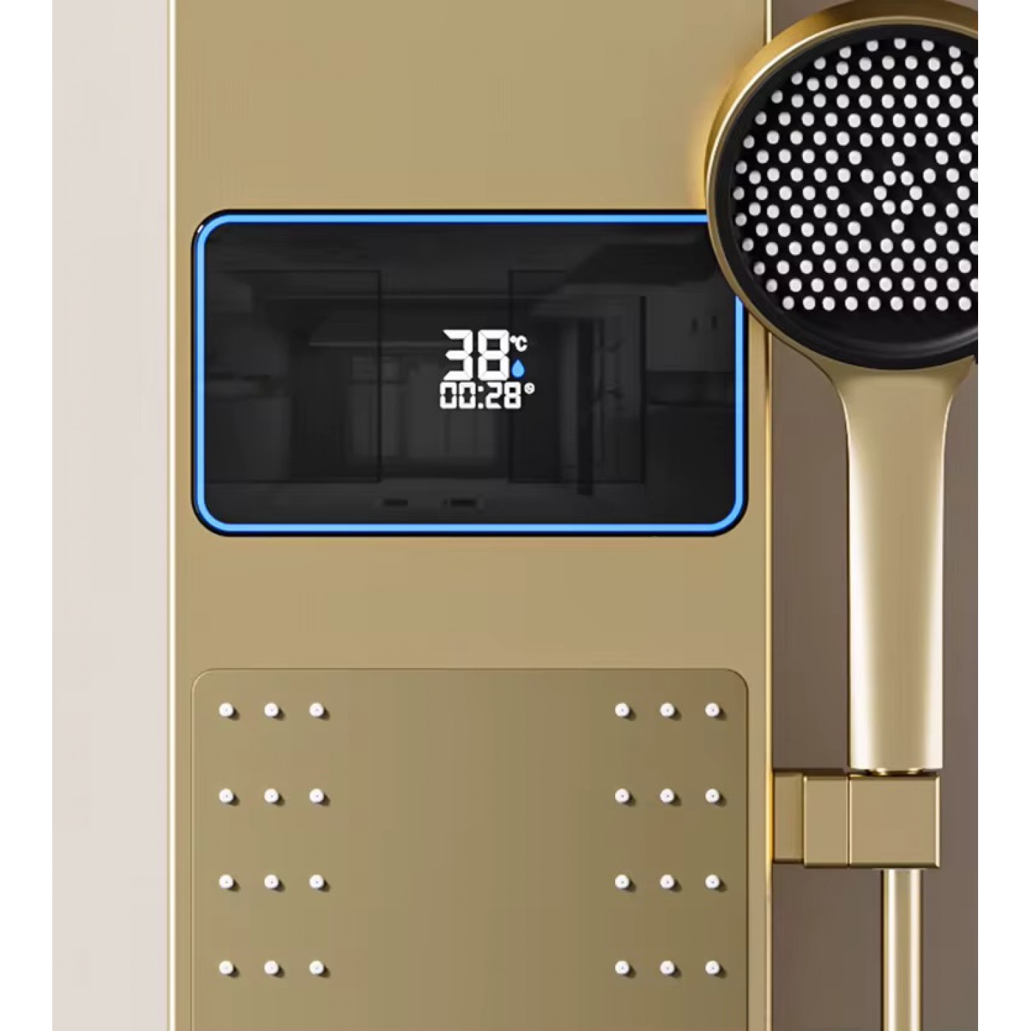 NARON Στήλη Ντους Καταρράκτη Υδρομασάζ Με Ψηφιακή Οθόνη NR6230 Brushed Gold
