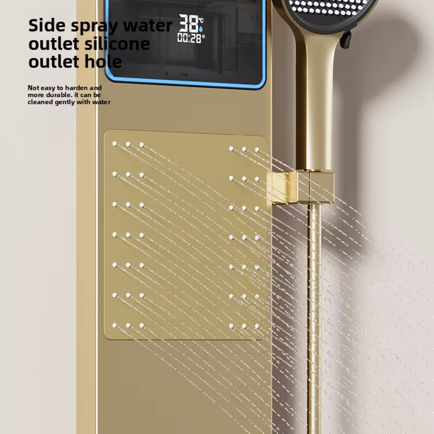 NARON Στήλη Ντους Καταρράκτη Υδρομασάζ Με Ψηφιακή Οθόνη NR6230 Brushed Gold