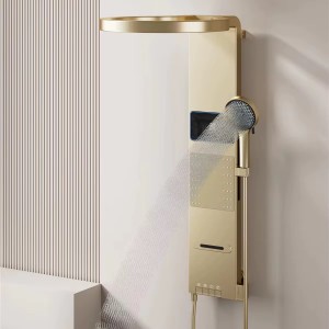 NARON Στήλη Ντους Καταρράκτη Υδρομασάζ Με Ψηφιακή Οθόνη NR6230 Brushed Gold