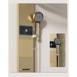 NARON Στήλη Ντους Καταρράκτη Υδρομασάζ Με Ψηφιακή Οθόνη NR6230 Brushed Gold