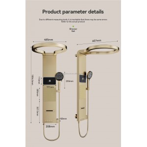 NARON Στήλη Ντους Καταρράκτη Υδρομασάζ Με Ψηφιακή Οθόνη NR6230 Brushed Gold