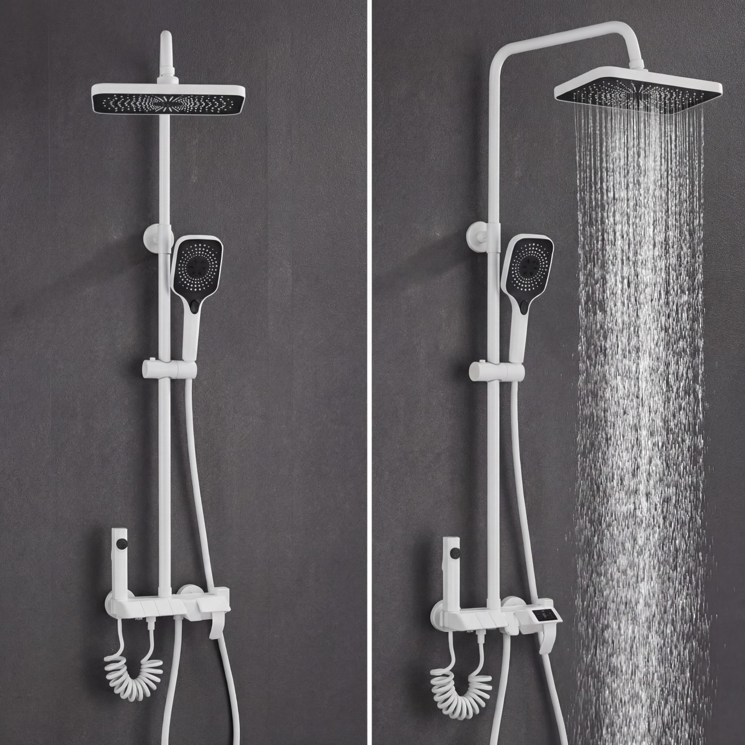 NARON Στήλη Ντουζ Με Μπαταρία Ψηφιακής Οθόνης Και Πλήκτρα Πιάνο NR4022 WHITE