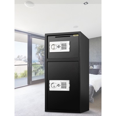 NARON Χρηματοκιβώτιο διπλής πόρτας από Χάλυβα με ξεχωριστό αποθηκευτικό χώρο με Ηλεκτρονική κλειδαριά για Χρήση για το σπίτι ή το γραφείο NR-8990B BLACK